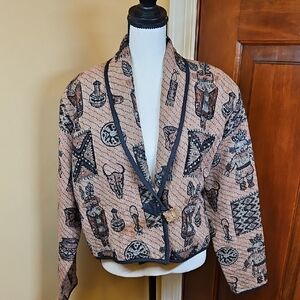 Vintage Carrie Allen Jacket M Button tribal design blazer